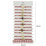 Bratara Martisor pentru Dama, Jolie, Model Trifoi cu Inima pe Petala, Set 12 bucati, Pandativ Auriu din Inox cu Snur