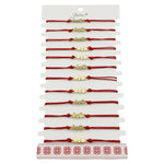 Bratara Martisor pentru Dama, Jolie, Model Familie, Set 12 bucati, Pandativ din Inox Auriu, Snur Ajustabil Impletit,