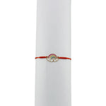 Bratara Martisor pentru Dama, Jolie, Model Curcubeu cu Inimi, Set 12 bucati, Pandativ din Inox Auriu, Snur Ajustabil