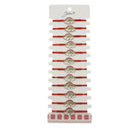 Bratara Martisor pentru Dama, Jolie, Model Curcubeu cu Inimi, Set 12 bucati, Pandativ din Inox Auriu, Snur Ajustabil