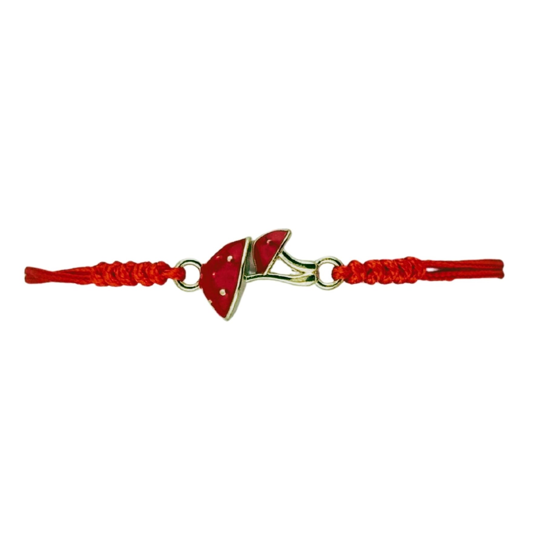 Martisor Bratara pentru Dama si Copii, Jolie, Model Ciupercute Norocoase, Set 12 bucati, Pandantiv Emailat, Snur