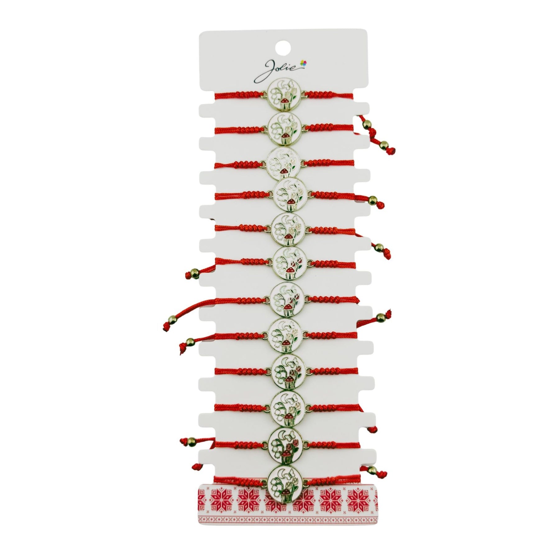 Martisor Bratara pentru Dama si Copii, Jolie, Model Gradina Magica cu Lacramioare si Fluture, Set 12 bucati, Pandantiv