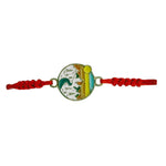 Martisor Bratara pentru Dama si Copii, Jolie, Model Peisaj Natura si Munte, Set 12 bucati, Pandantiv Emailat Rotund,