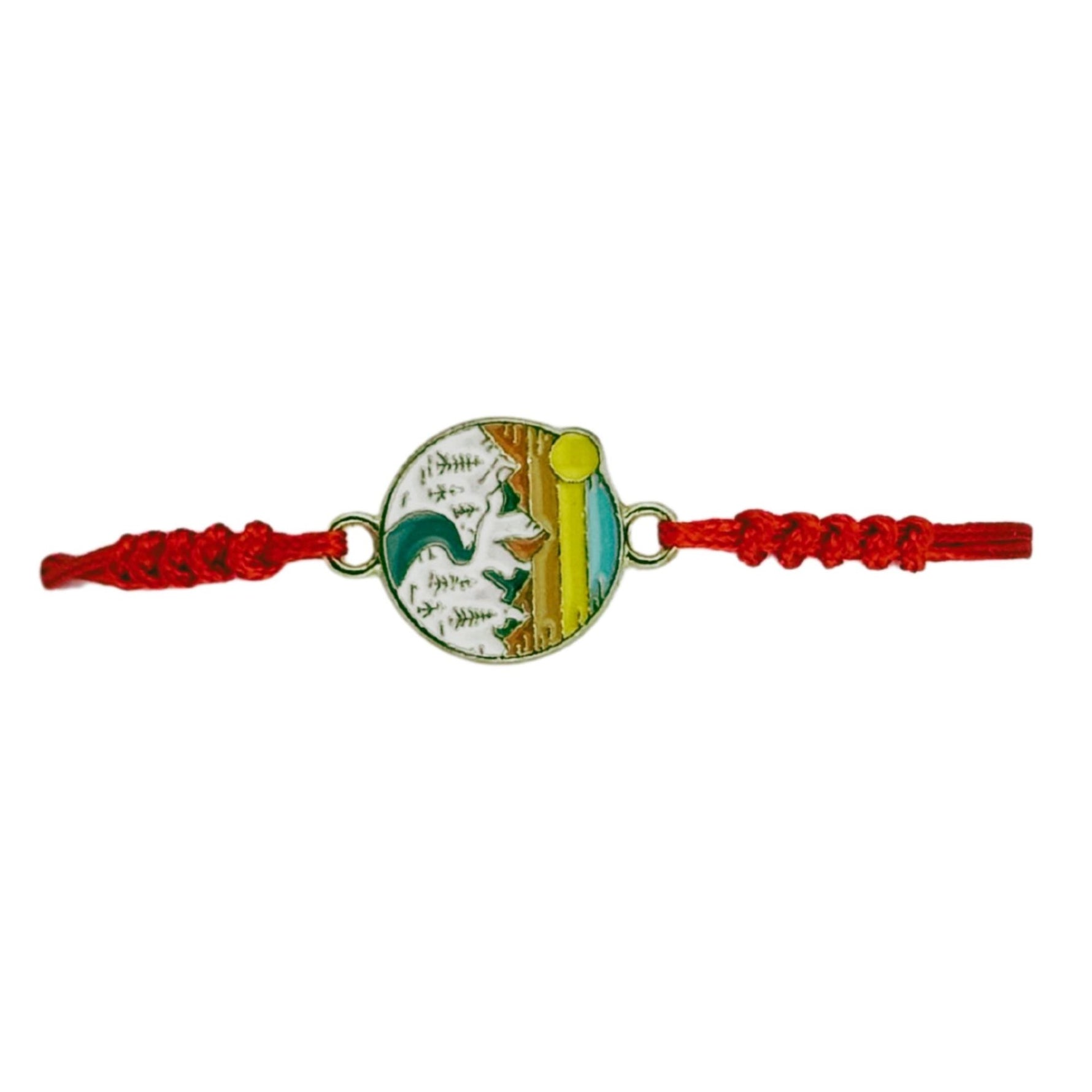 Martisor Bratara pentru Dama si Copii, Jolie, Model Peisaj Natura si Munte, Set 12 bucati, Pandantiv Emailat Rotund,