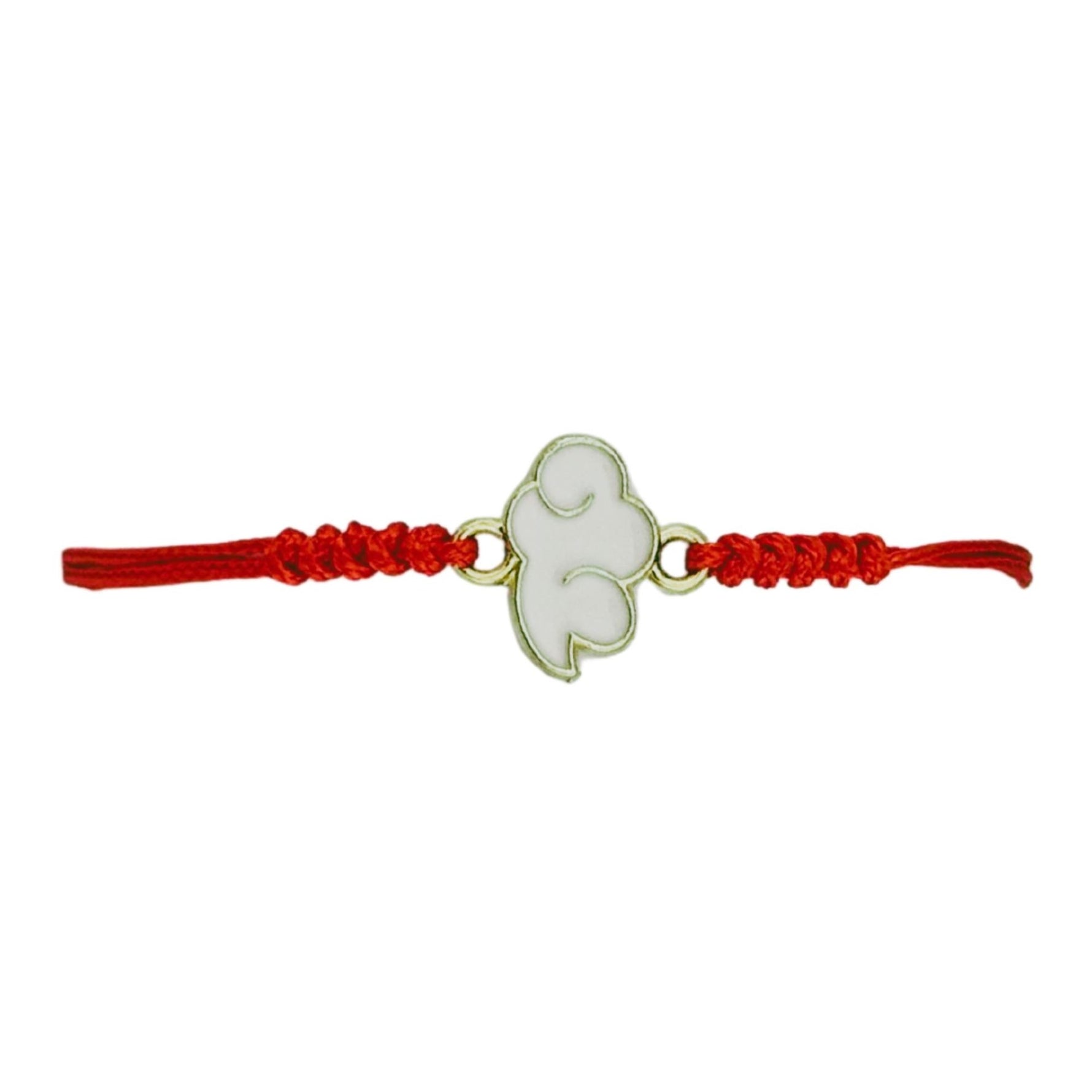 Martisor Bratara pentru Dama si Copii, Jolie, Model Norisor Pufos, Set 12 bucati, Pandantiv Emailat Alb, Snur Reglabil,