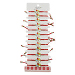 Martisor Bratara pentru Dama si Copii, Jolie, Model Floare Multicolora, Set 12 bucati, Pandantiv Emailat, Snur