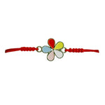 Martisor Bratara pentru Dama si Copii, Jolie, Model Floare Multicolora, Set 12 bucati, Pandantiv Emailat, Snur