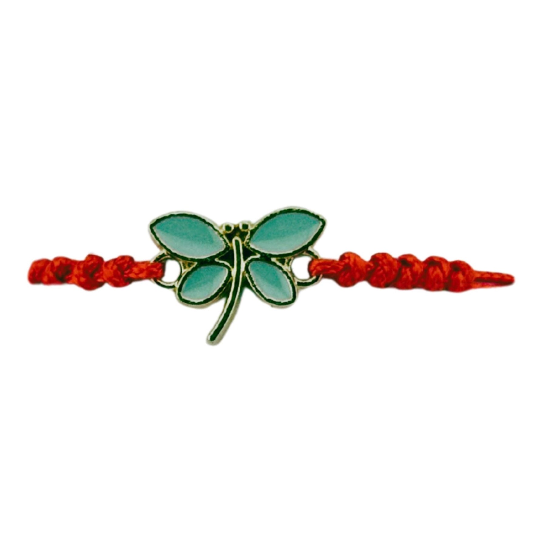 Martisor Bratara pentru Dama si Copii, Jolie, Model Libelula, Set 12 bucati, Pandantiv Emailat, Snur Reglabil, Rosu