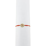 Bratara Martisor pentru Dama, Jolie, Model Lucky, Set 12 bucati, Pandativ din Inox Auriu, Snur Ajustabil Impletit, Rosu