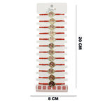 Bratara Martisor pentru Dama, Jolie, Model Lucky, Set 12 bucati, Pandativ din Inox Auriu, Snur Ajustabil Impletit, Rosu