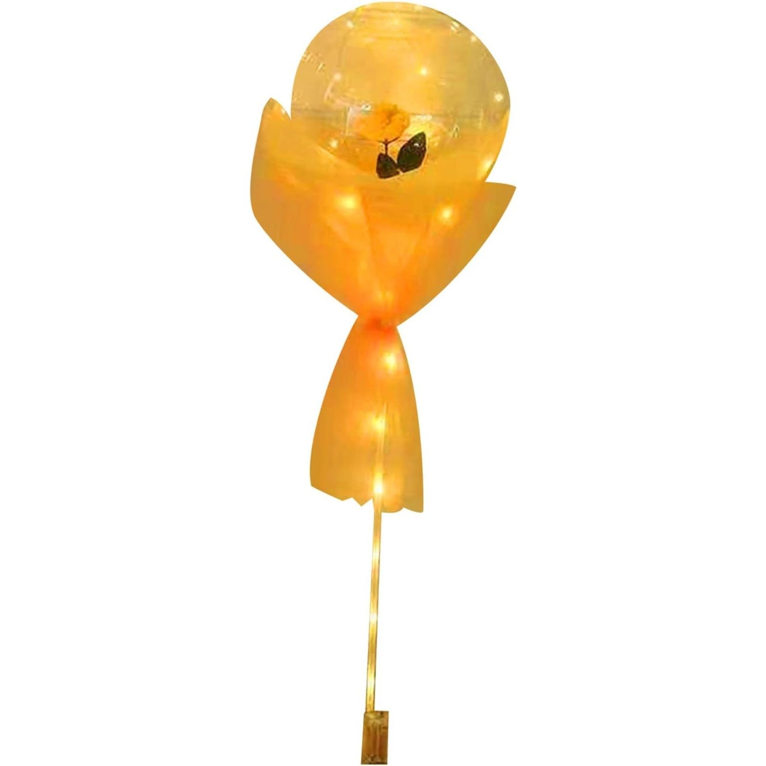 Set Buchet Decorativ, Flippy, Trandafir in Balon cu Lumini Led, Diametru 35 cm, 2 x Baterii AA (neincluse), Sampanie
