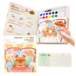 Carte de Colorat cu Acuarela, Flippy, Model Capibara, 20 Foi de Carton 200 gr, 12 Culori, 1 Pensula, 15.7 x 18.8 x 1.8