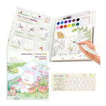 Carte de Colorat cu Acuarela, Flippy, Model Iepure, 20 Foi de Carton 200 gr, 12 Culori, 1 Pensula, 15.7 x 18.8 x 1.8
