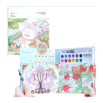Carte de Colorat cu Acuarela, Flippy, Model Iepure, 20 Foi de Carton 200 gr, 12 Culori, 1 Pensula, 15.7 x 18.8 x 1.8