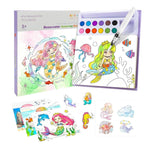 Carte de Colorat cu Acuarela, Flippy, Model Sirena, 20 Foi de Carton 200 gr, 12 Culori, 1 Pensula, 15.7 x 18.8 x 1.8