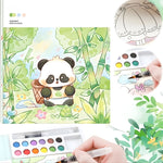 Carte de Colorat cu Acuarela, Flippy, Model Panda, 20 Foi de Carton 200 gr, 12 Culori, 1 Pensula, 15.7 x 18.8 x 1.8 cm,