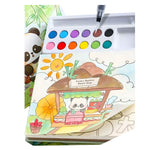 Carte de Colorat cu Acuarela, Flippy, Model Panda, 20 Foi de Carton 200 gr, 12 Culori, 1 Pensula, 15.7 x 18.8 x 1.8 cm,