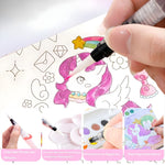 Carte de Colorat cu Acuarela, Flippy, Model Unicorn, 20 Foi de Carton 200 gr, 12 Culori, 1 Pensula, 15.7 x 18.8 x 1.8