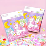 Carte de Colorat cu Acuarela, Flippy, Model Unicorn, 20 Foi de Carton 200 gr, 12 Culori, 1 Pensula, 15.7 x 18.8 x 1.8
