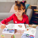 Carte de Colorat cu Acuarela, Flippy, Model Printesa, 20 Foi de Carton 200 gr, 12 Culori, 1 Pensula, 15.7 x 18.8 x 1.8