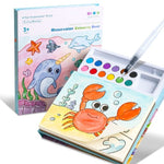 Carte de Colorat cu Acuarela, Flippy, Model Balena, 20 Foi de Carton 200 gr, 12 Culori, 1 Pensula, 15.7 x 18.8 x 1.8