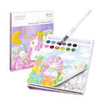 Carte de Colorat cu Acuarela, Flippy, Model Unicorn, 20 Foi de Carton 200 gr, 12 Culori, 1 Pensula, 15.7 x 18.8 x 1.8