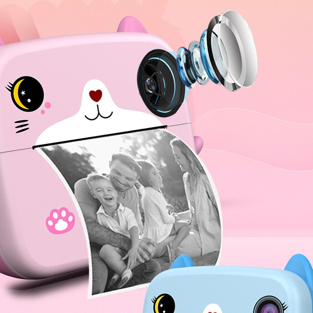 Set Camera Instantanee pentru Copii, Flippy, Ecran HD 2.4'', 24MP, 720P Video, 1200 mAh, cu Functie de Printare