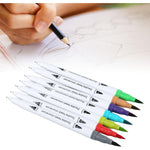 Set Carioci pe Baza de Apa, Flippy, 2 in 1, pentru Pictura, Caligrafie, 100 Culori, Penar Negru, Corp Carioca Alb, 23.5