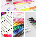 Set Carioci pe Baza de Apa, Flippy, 2 in 1, pentru Pictura, Caligrafie, 60 Culori, Penar Negru, Corp Carioca Alb, 26.5