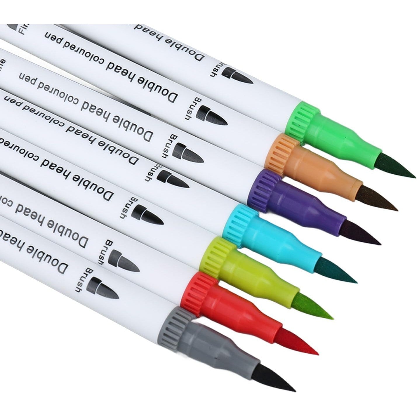 Set Carioci pe Baza de Apa, Flippy, 2 in 1, pentru Pictura, Caligrafie, 72 Culori, Penar Negru, Corp Carioca Alb, 24.5
