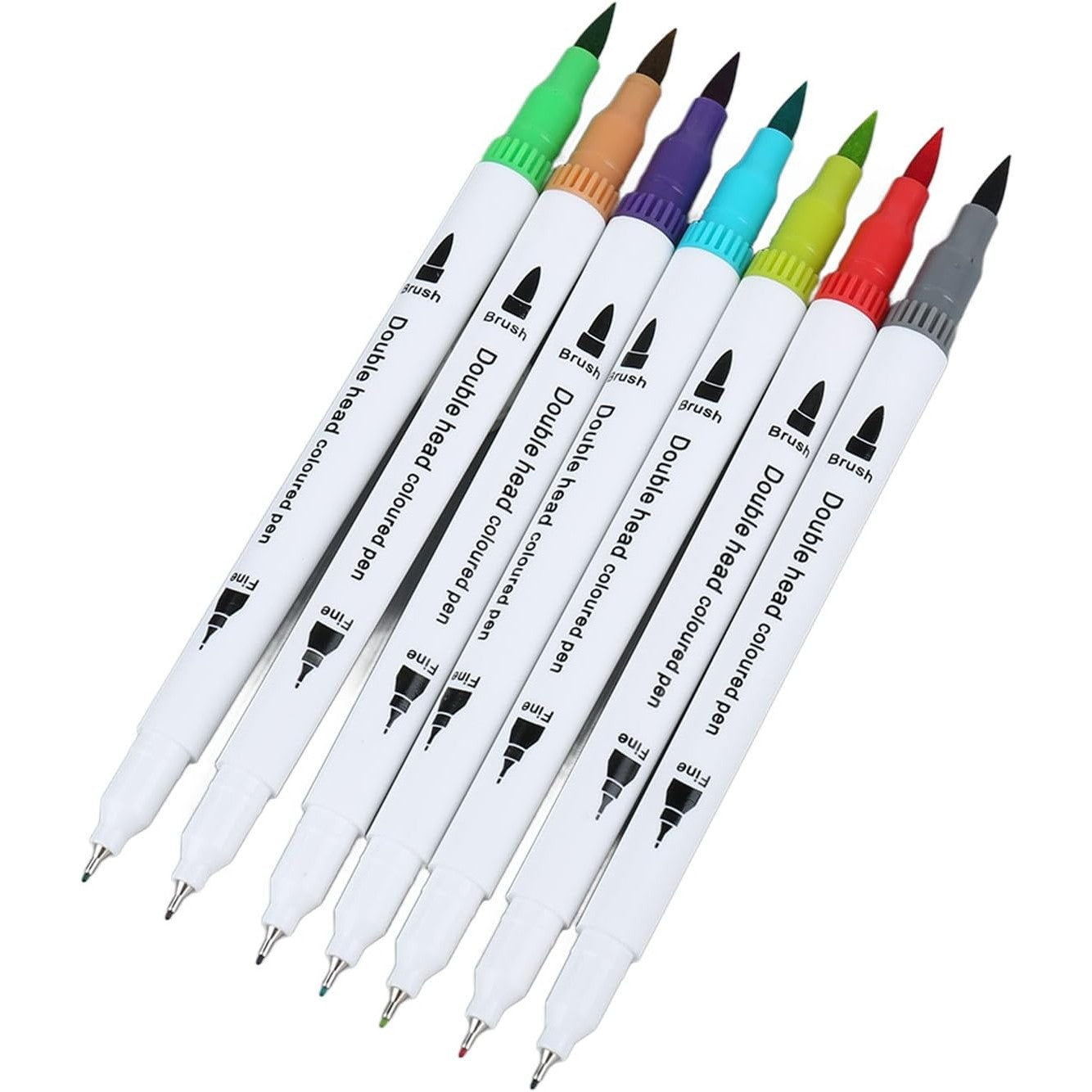 Set Carioci pe Baza de Apa, Flippy, 2 in 1, pentru Pictura, Caligrafie, 72 Culori, Penar Negru, Corp Carioca Alb, 24.5