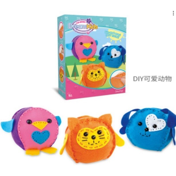 Set 3 Piese Creatie Perna pentru Copii Model Bufnita/Vulpe/Iepure, Dream Kids