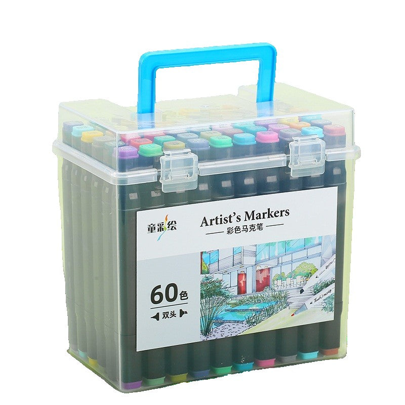 Set Cutie 60 Markere, Flippy, cu Alcool, Artist Markers, Cutie Plastic cu Maner, Multicolor