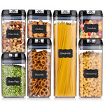 Set Cutii de Depozitare a Alimentelor, Flippy, 7 Recipiente, 10 Etichete Reutilizabile, 4 Linguri, pentru Bucatarie,