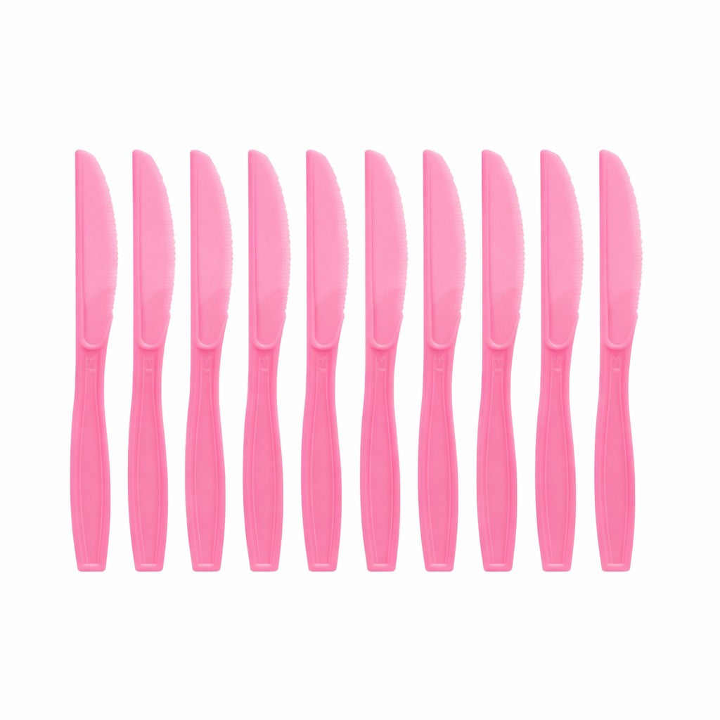Set Cutite de Unica Folosinta, Flippy, 10 Bucati, Plastic Rezistent, 17 x 1.6 cm, Culoare Roz