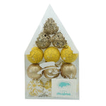 Set de 12 ornamente de brad, Flippy, de tip Glob, Auriu/ Galben, din plastic, cu finisaj sclipitor , cutie 6 cm