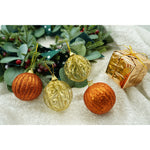 Set de 12 ornamente de brad, Flippy, de tip Glob, Cupru/ Auriu, din polistiren, cu finisaj sclipitor , cutie 6 cm
