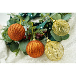 Set de 12 ornamente de brad, Flippy, de tip Glob, Cupru/ Auriu, din polistiren, cu finisaj sclipitor , cutie 6 cm