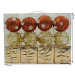 Set de 12 ornamente de brad, Flippy, de tip Glob, Cupru/ Auriu, din polistiren, cu finisaj sclipitor , cutie 6 cm