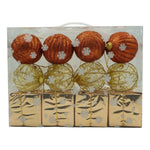 Set de 12 ornamente de brad, Flippy, de tip Glob, Cupru/ Auriu, din polistiren, cu finisaj sclipitor , cutie 6 cm