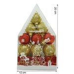 Set de 12 ornamente de brad, Flippy, de tip Glob, Rosu/ Auriu, din polistiren, cu finisaj sclipitor , cutie 4 cm