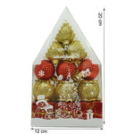 Set de 12 ornamente de brad, Flippy, de tip Glob, Rosu/ Auriu, din polistiren, cu finisaj sclipitor , cutie 4 cm