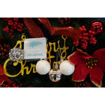 Set de 20 ornamente de brad, Flippy, de tip Glob, Alb/ Argintiu, din polistiren, cu finisaj sclipitor , cutie 4 cm