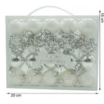Set de 20 ornamente de brad, Flippy, de tip Glob, Alb/ Argintiu, din polistiren, cu finisaj sclipitor , cutie 4 cm