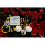 Set de 20 ornamente de brad, Flippy, de tip Glob, Alb/ Argintiu, din polistiren, cu finisaj sclipitor , cutie 4 cm