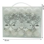 Set de 20 ornamente de brad, Flippy, de tip Glob, Alb/ Argintiu, din polistiren, cu finisaj sclipitor , cutie 4 cm