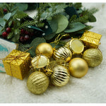 Set de 20 ornamente de brad, Flippy, de tip Glob, Auriu, din polistiren, cu finisaj sclipitor , cutie 4 cm adancime x