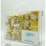 Set de 20 ornamente de brad, Flippy, de tip Glob, Auriu, din polistiren, cu finisaj sclipitor , cutie 4 cm adancime x
