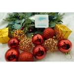 Set de 20 ornamente de brad, Flippy, de tip Glob, Rosu/ Auriu, din polistiren, cu finisaj sclipitor , cutie 6 cm