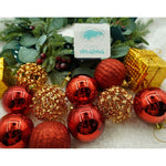 Set de 20 ornamente de brad, Flippy, de tip Glob, Rosu/ Auriu, din polistiren, cu finisaj sclipitor , cutie 6 cm